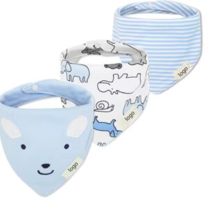 100% Organic Cotton Baby Bibs 3 Pcs Set Absorbent Drooling-1