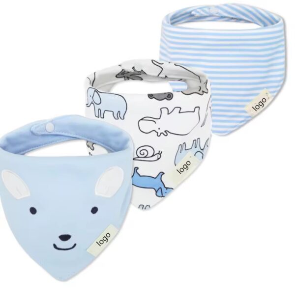 100% Organic Cotton Baby Bibs 3 Pcs Set Absorbent Drooling-1