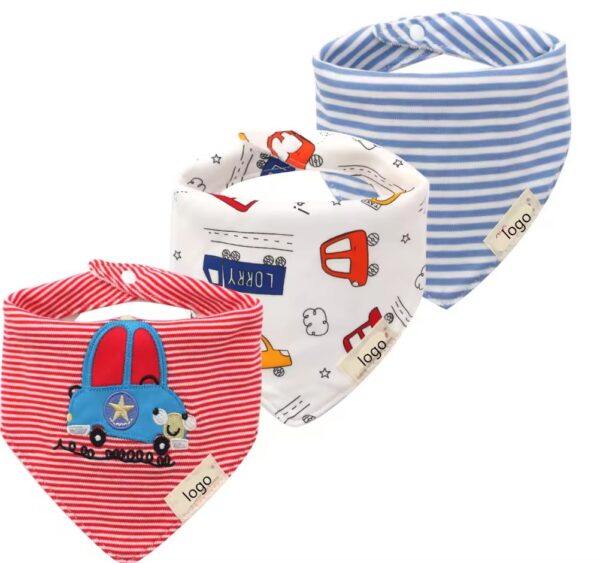 100% Organic Cotton Baby Bibs 3 Pcs Set Absorbent Drooling-4