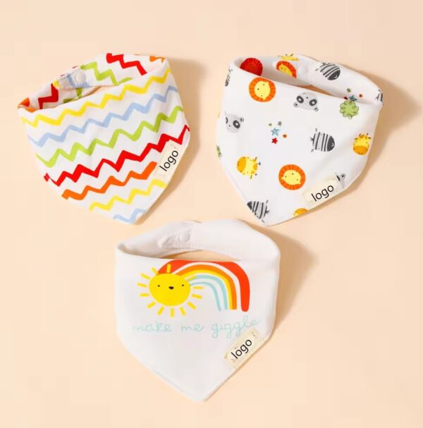 100% Organic Cotton Baby Bibs 3 Pcs Set Absorbent Drooling-5