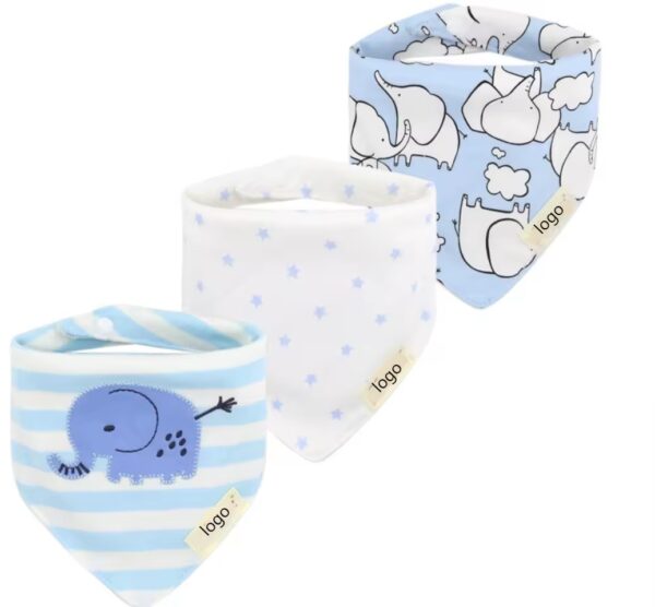 100% Organic Cotton Baby Bibs 3 Pcs Set Absorbent Drooling-6