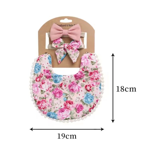 Baby Bib Headband Suit Vintage Newborn Baby Girl Gift Suit-3