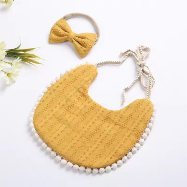 Baby Bib Headband Suit Vintage Newborn Baby Girl Gift Suit-5