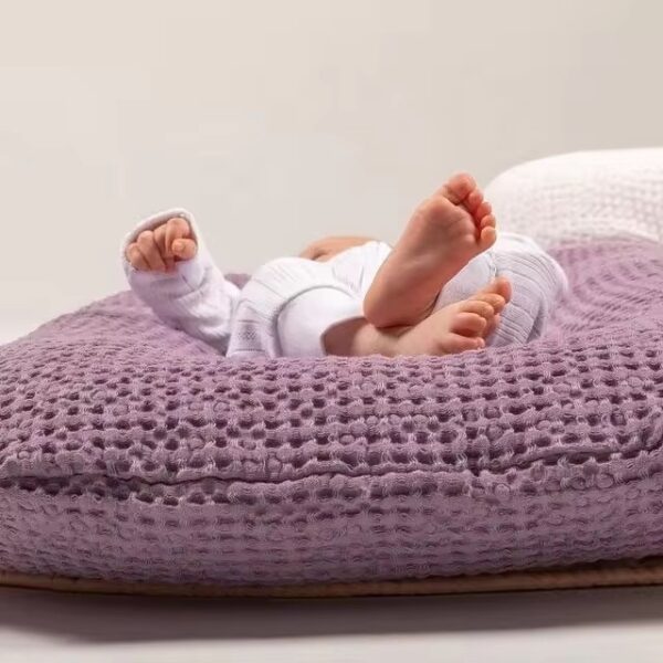 OEM 100% cotton purple waffle infant nest baby bed-3