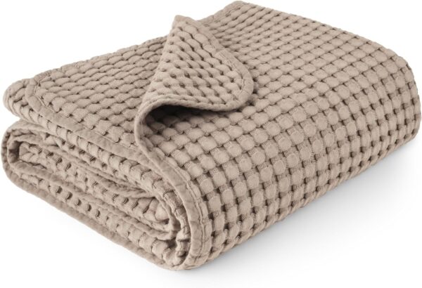 Woven Waffle Baby Blanket Neutral Soft Lightweight Swaddling-4